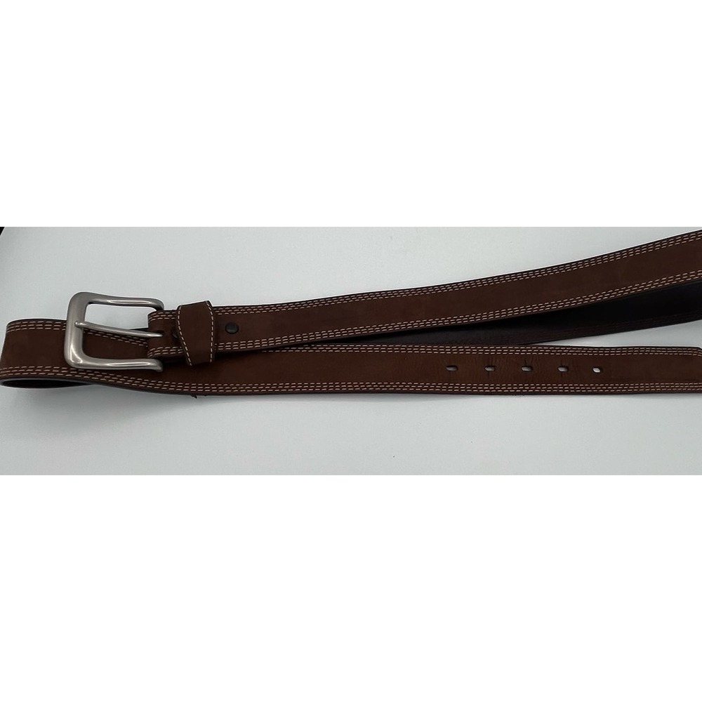 Carhartt Genuine Leather Belt Brown Double Stitch Heavy Duty Size 52 Men's - Picture 2 of 4